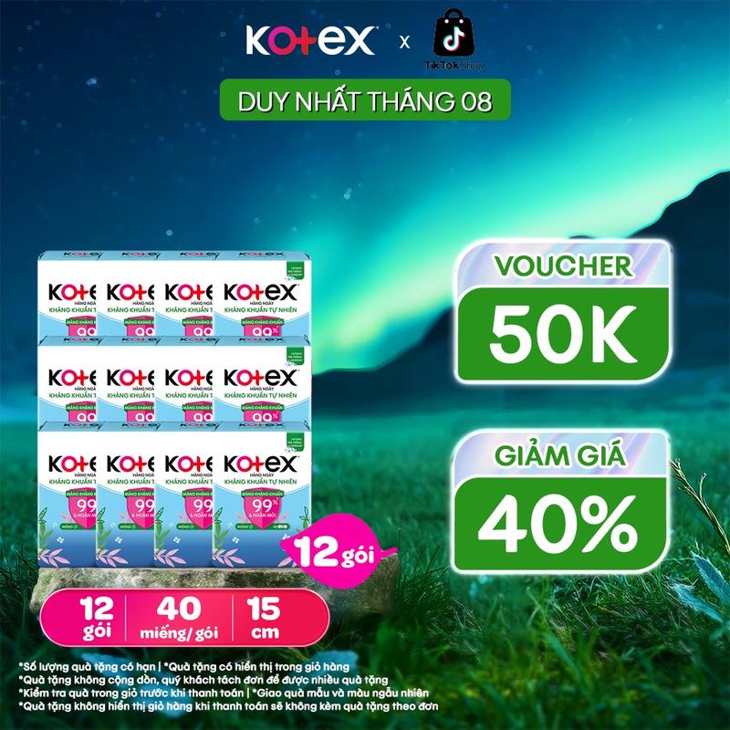 [Special] Combo 4/Combo 12 Băng vệ sinh Kotex Hàng Ngày Hỗ Trợ Kháng Khuẩn Tự Nhiên 40 miếng/gói