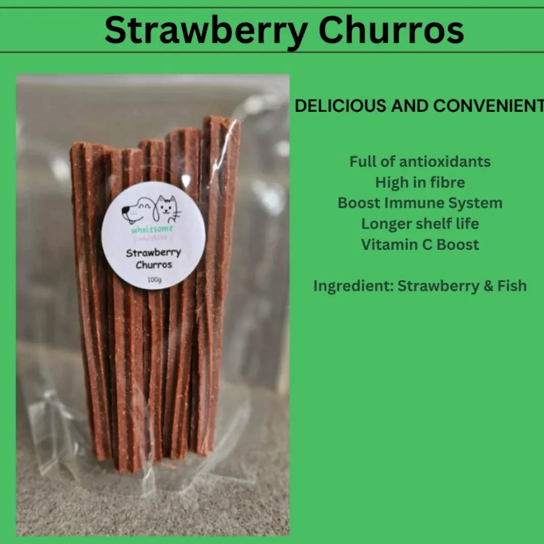 Wholesome Whiskers Strawberry and Fish Churros for Dogs and Cats