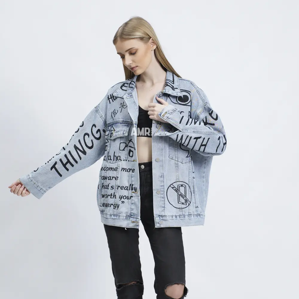 AMR Original - No Phone 5206 - Denim Jacket - Jaket Jeans Oversize - Outwear Wanita