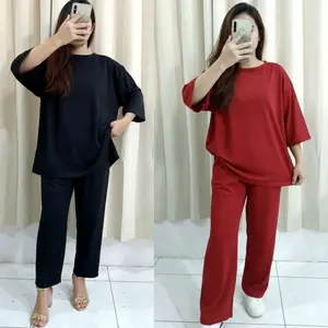Setelan Wanita bahan polos adem  celana panjang murah hemat