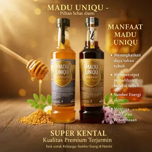 Madu UNIQU Beli 1 Gratis 1 Kemasan Premium 500gr Perbotol, Honey Acacia & Honey Multiflora Madu Viral Tawon Clover Bahan Herbal Jelly