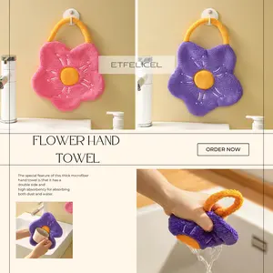 Flower Hand Towel / Lap Tangan Motif Karakter Gantung Kain Bulu Tebal Halus Lucu Murah
