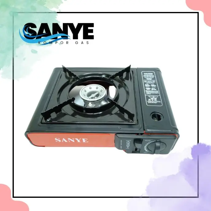 SANYE Kompor Gas Portable 1 Tungku Stainless Steel 2in1 Black Anti Ledak Safety Device H101 0
