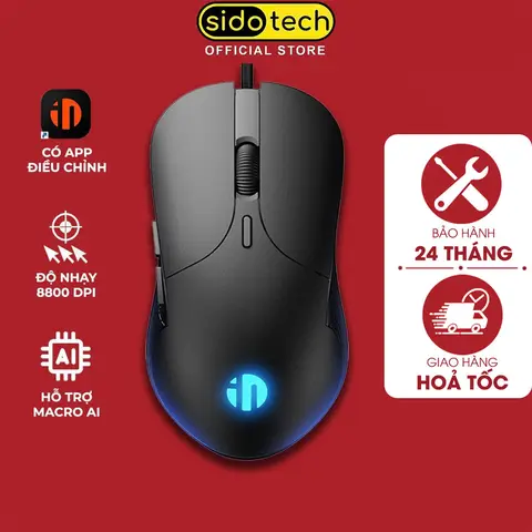 Chuột máy tính gaming SIDOTECH INPHIC B1 có app hỗ trợ macro game pubg liên minh 8800 DPI thiết kế công thái học ôm tay viền chống trượt có LED 4 màu tắt âm silent click văn phòng