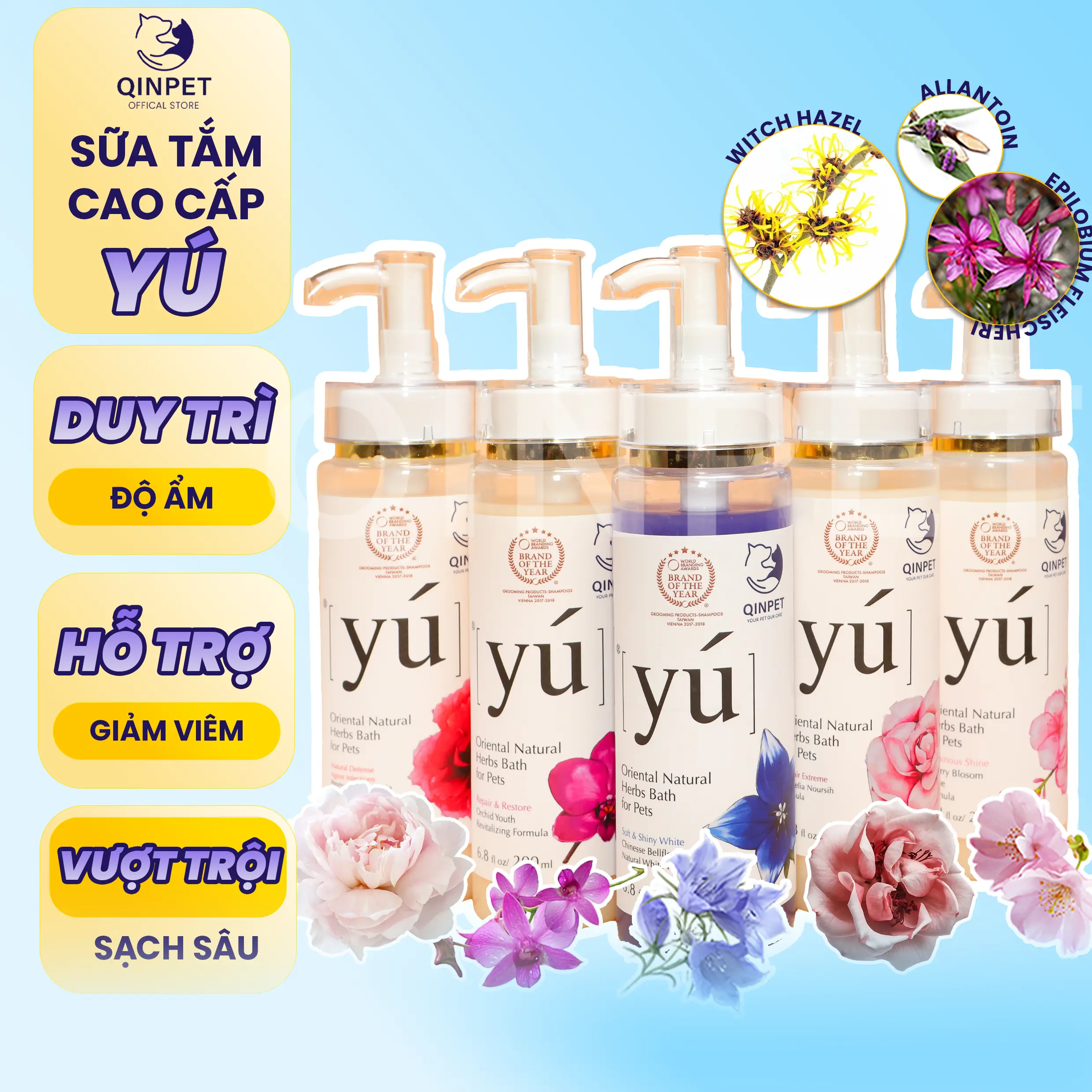 Sữa tắm Yú Cao cấp Phương Đông, Sữa tắm dành cho chó mèo, Chai chiết 200ml