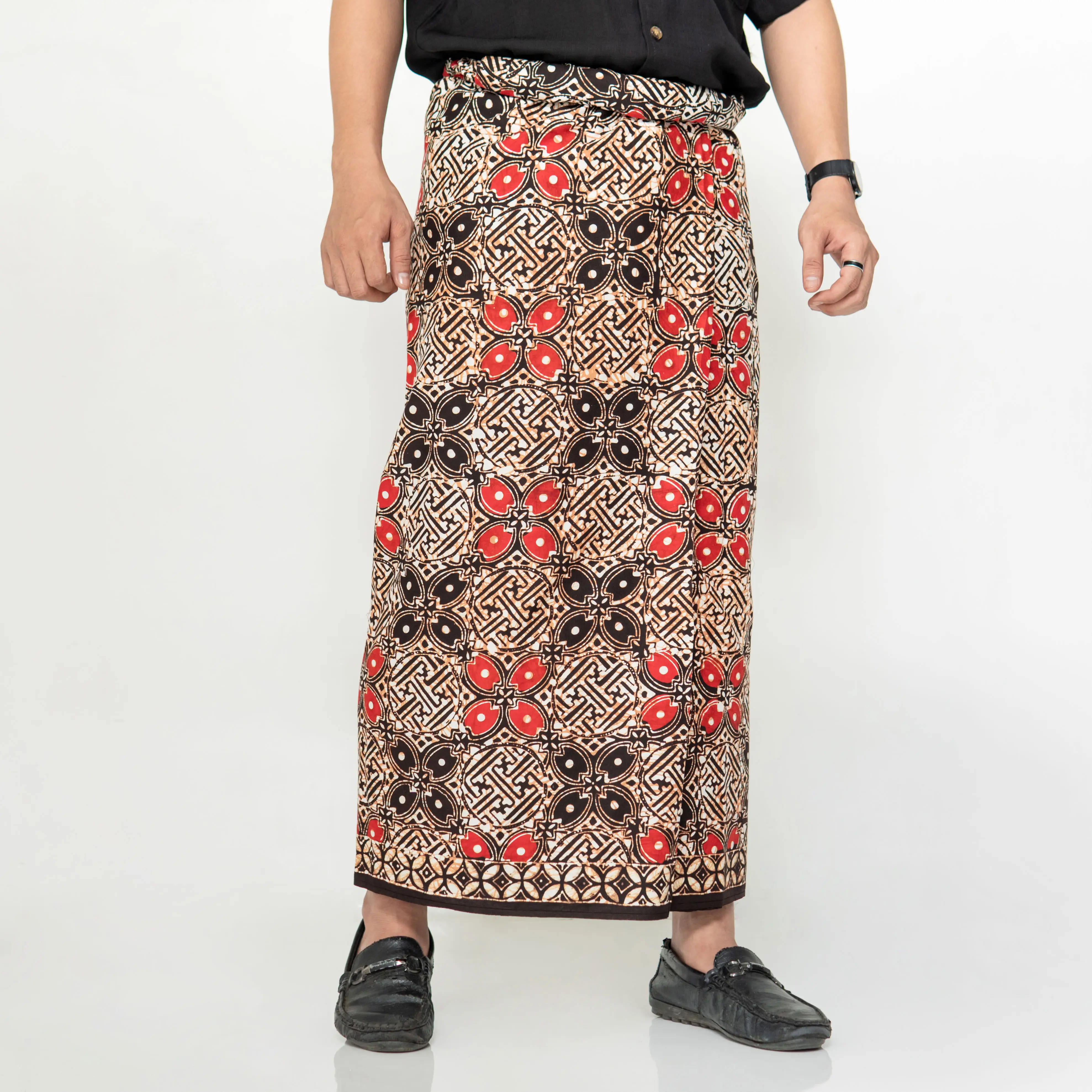 Sarung Batik Cap Laseman [KAIN KATUN PRIMIS CANDI MEKAR] - Merk Hum Pekalongan Santri Pria Wanita Muslim Dewasa Nyaman Motif Hitam Putih Bukan Printing
