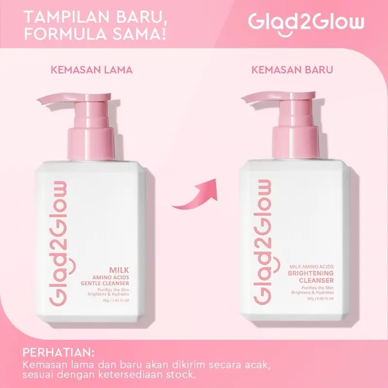 Glad2glow MILK AMINO ACIDS BRIGHTENING CLEANSER Cleansing Hydrating Pencerah Facial Wajah Perawatan Membersihkan Berminyak Kotoran 2