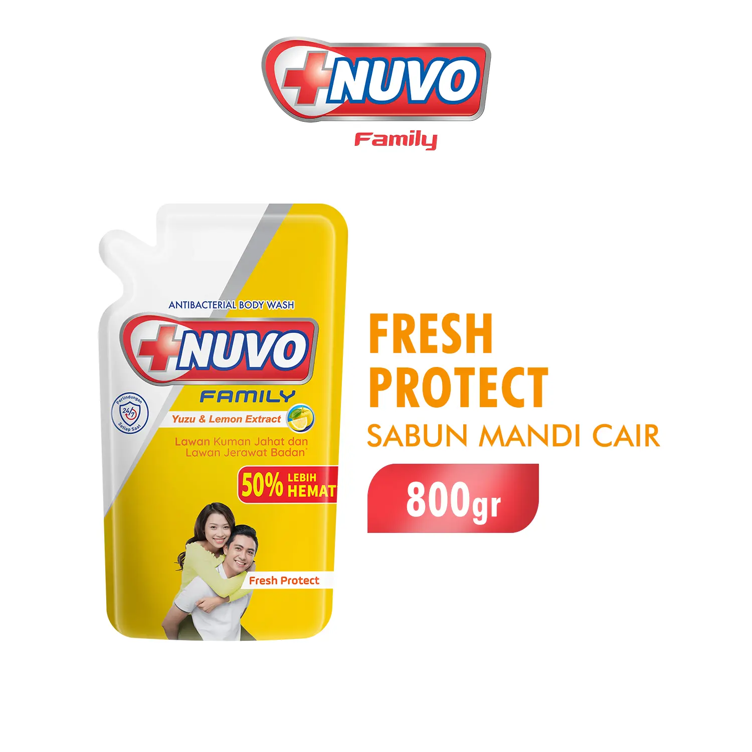 NUVO FAMILY Sabun Mandi Cair Fresh Protect Pouch 800 g