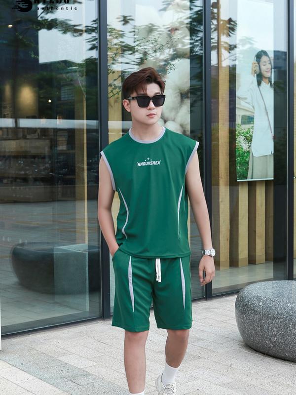 (DEAL MỞ BÁN) Bộ ba lỗ nam SATEDO áo tank top, quần short, chất liệu vải Cotton Waffle cao cấp mix màu viền trẻ trung Menswear mã SP: S041