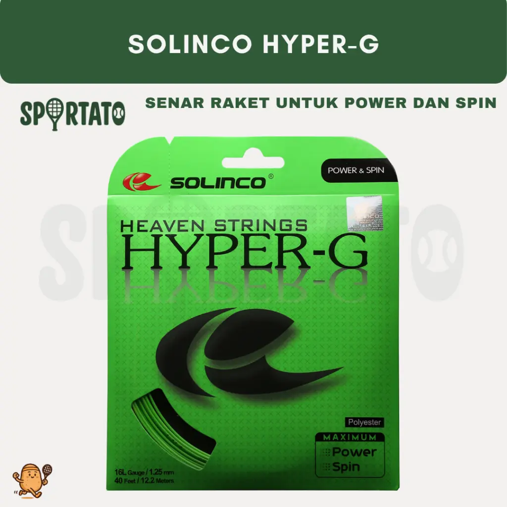 SOLINCO Hyper-G String for Power | Senar Raket Tenis Polyester | Power | Spin