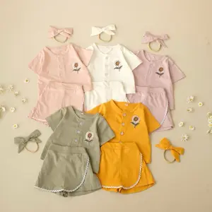 setelan bayi milea bahan katun bonus headband 0-18 bulan