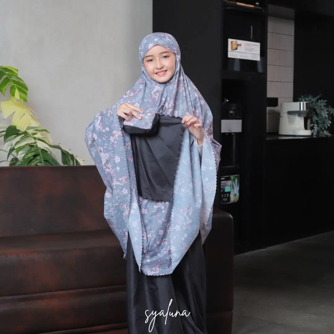SYALUNA - Mukena Traveling Mini Parasut Korea Motif Anak Tanggung Premium Muslim Gamis Baju Wanita