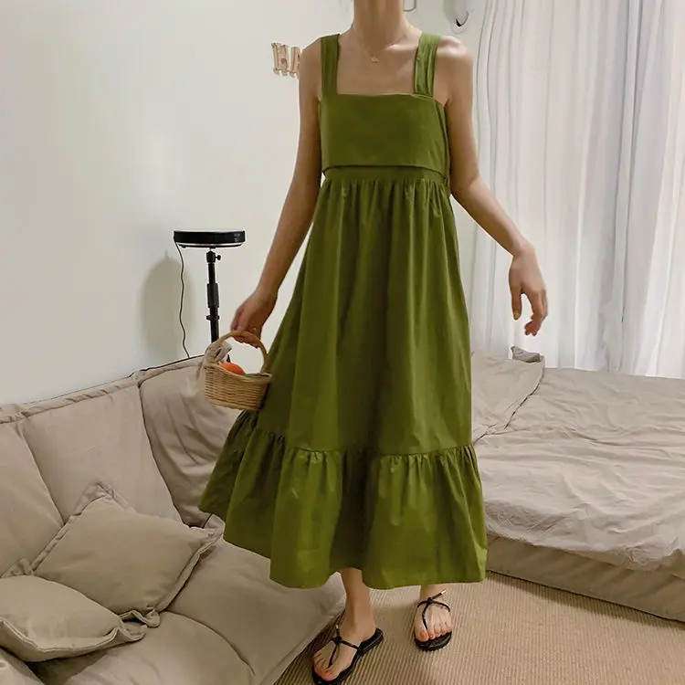 Gladis Midi Dress Wanita Korean Style | Midi Pita Belakang Rayon Twill | Midi Dress Polos 4