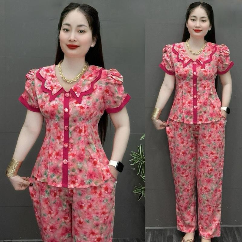 Đồ Bộ Quần Dài Tay Ngắn Lụa Mango Phối Size 40-70 Ký Chất Liệu Cao Cấp Mềm Mại Thấm Hút Mồ Hôi Tốt Giặt Máy Thoải Mái