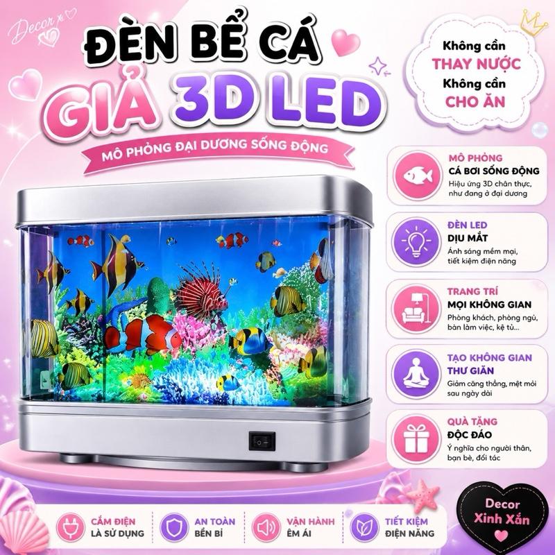 Bể Cá Đại Dương Mini Thư Giãn - Bể Cá Giả Siêu Đẹp Không Cần Chăm với Đèn LED…