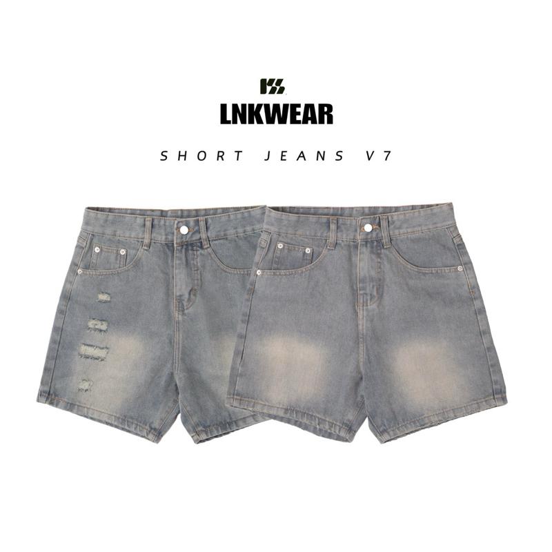 { RESTOCK BST 2025 } QUẦN SHORT JEAN UNISEX LIGHT BLUE V7 LNKWEAR Nam Menswear Cotton Dệt