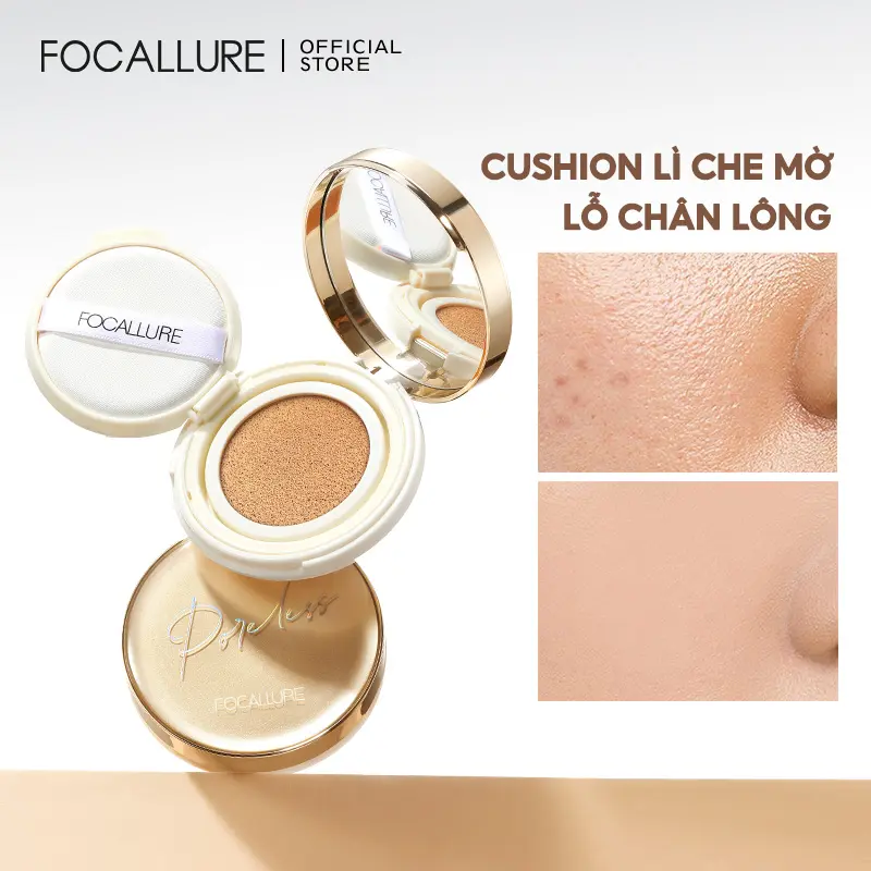 Focallure GoldenAge Poreless BB Cushion Hỗ trợ lớp nền mịn lì và hỗ trợ lâu trôi thấm nướ
