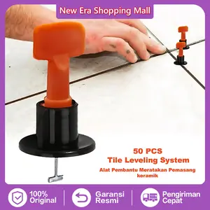 Ubin penyeimbang pin pin pin pin yang baru diletakkan di atas dinding bata, batu bata yang diratakan, dan peralatan khusus