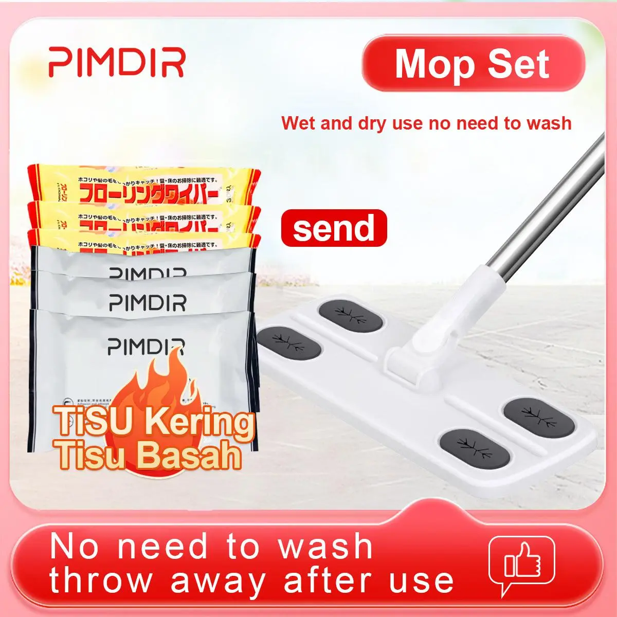Mop Tissue with Disposable Tissue Wipes set optional dry or wet tissue sets Floor Cleaning Magic Wipe Hair Cleaning Room