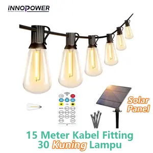 Innopower 30 Bohlam LED 15 Meter Tenaga Surya Panel Kuning Fitting Lampu Gantung Outdoor Matahari Tahan Air