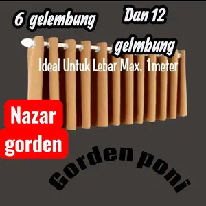 Nazar Gorden Poni Pintu Jendela 6 Gelombung 12 Gelombung dan 24 Gelombung Ideal Untuk Lebar Max 1 Meter Gorden Bawah Kompor Dapur