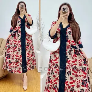 Daster Qoniqa busui friendly lengan pendek batik salda by boutique-Fs