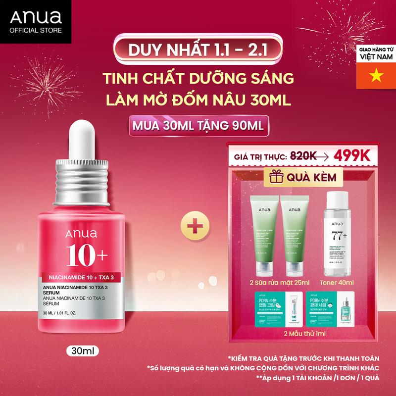  Tinh Chất Dưỡng Sáng Làm Mờ Đốm Nâu - ANUA NIACINAMIDE 10% + TXA 3% SERUM 30ML 