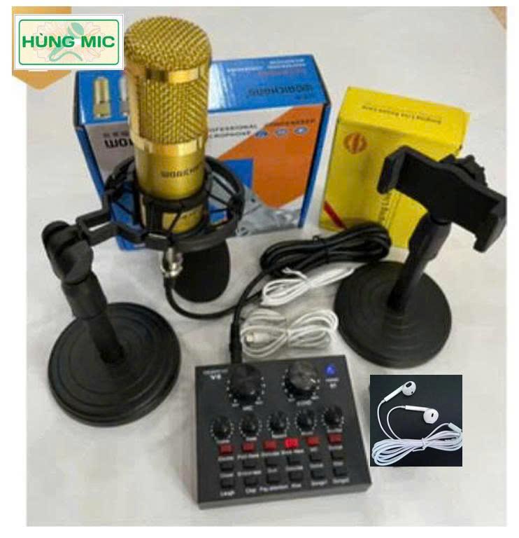  Bộ Sound card V-8 Bluetooth + Micro thu âm BM-900 Karaoke Livetream Tiktok,tặng tai nghe giá đỡ 