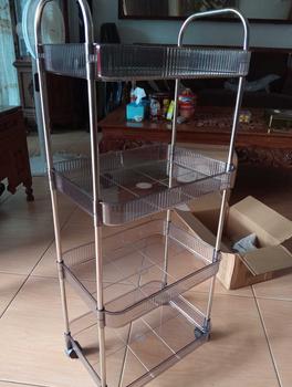 Product Review of 【SPESIAL Live COD 24 Shipping】AONEZ Rak Troli Susun Stainless steel RakKosmetik Serbaguna Rak kamar mandi Rak Salon Trolley Dengan Keranjang jaring akrilik transpara rak meja aesthetic from I**a _**o 1