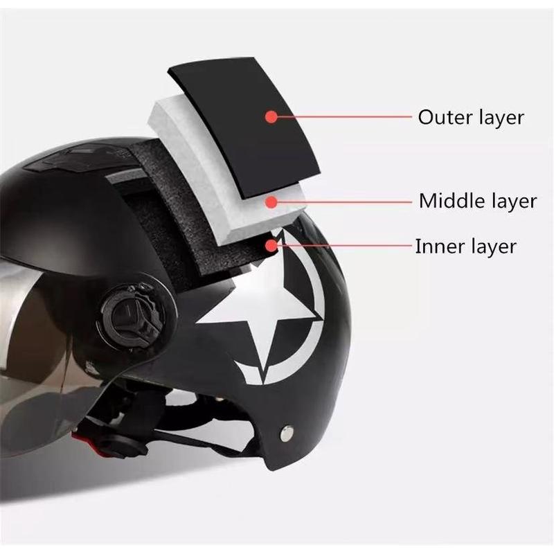Topi Keledar Motosikal, Gaya Harley, Untuk Lelaki dan Wanita, Bib Boleh Tanggal, Topi Keledar Separuh, Sesuai untuk Basikal Elektrik, Penghantaran 24 jam, [COD] 1