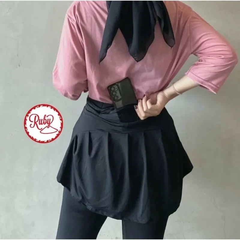 ￼ROK LEGGING SAKU Premium Olahraga Lari Senam Poundfit Zumba Aerobik Badminton Basket Muslimah Sport 1