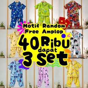 (FREE SELIPAN) 40 RIBU DAPAT 3 SETELAN PIYAMA ANAK SAMPAI DEWASA MOTIF RANDOM