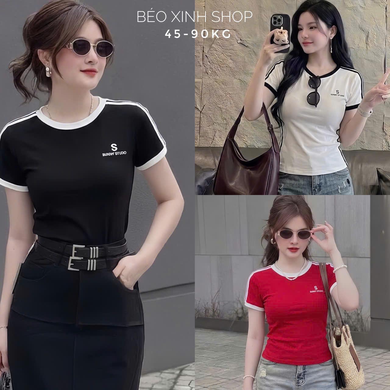 Áo Thun Nữ Cổ Tròn In Chữ Vải Borit Cotton Cao Cấp Cao Cấp Thanh Lịch Bigsize 45–90kg Dễ Thương Nữ Women Top Nhung - A.1772
