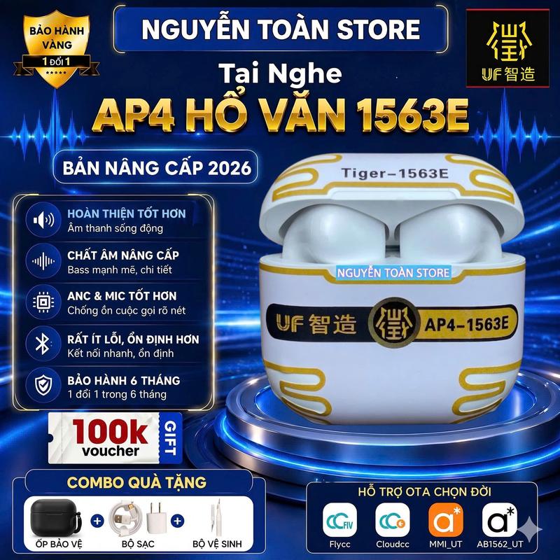 Tai Nghe Hổ Vằn AP4 1563E, Bản GOLDEN BUDS UF, Ultra Bass, Có Popup, Chống Ồn…