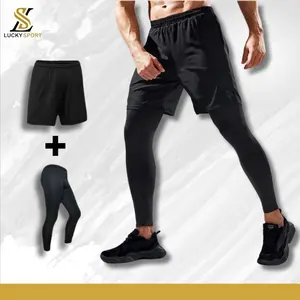 Stelan Bawahan Olahraga Pria Celana Pendek Dan Legging Panjang Stelan Olahraga Pria LEGGING DAN CELANA FUTSAL GYM FITNESS TRAINING