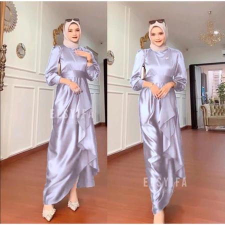 NEW ARRIVAL - JUSI YEZZI DRESS FULL SATIN VELVET PREMIUM MAXY//GAMIS WANITA BRIDESMAID SILK POLOS MEWAH FREE BELT BISA ADJUST SESUAI KEINGINAN 2