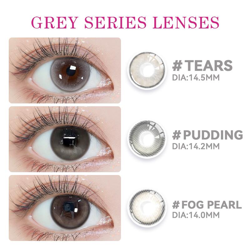 【ซื้อ2คู่ลด10฿ 3คู่แถมน้ำยาล้าง120ML1ขวด】Midroo 【-100°-600°】เลนส์แฟชั่น คอนแทคเลนส์สี Tears  Grey ค่