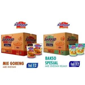 Pop Mie Sedaap Cup GORENG & BADO SPESIAL KARTONAN ISI 12pcs