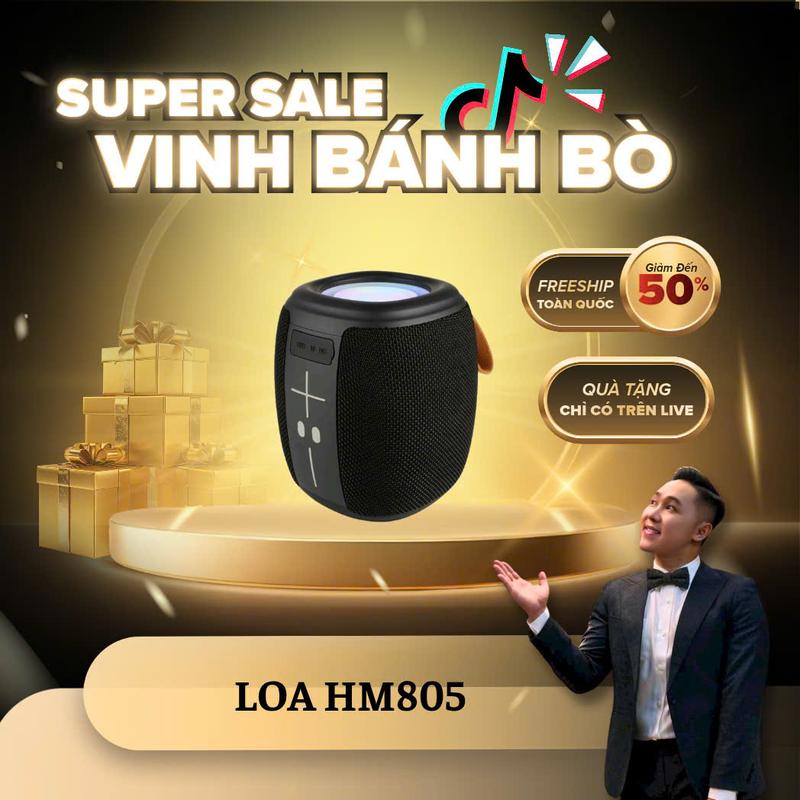 TECHZONE x VINHBANHBO Loa Bluetooth Không Dây HM-805 Bass Mạnh Công Suất Cao Chống Nước LED Nháy Theo Nhạc