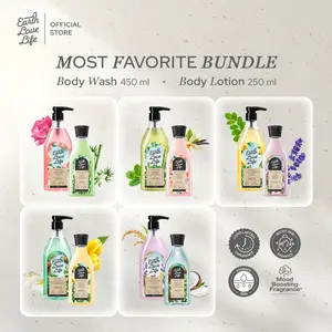 [MOST FAVORITE BUNDLE] Earth Love Life Body Wash 450ml & Body Lotion 250ml | Sabun Wangi | Pelembap Kulit | Mandi Cair | Melembabkan | Jerawat Punggung | Lotion Mencerahkan | SPF | Body Care | Usir Bau Badan | Sabun Harum | Cooling Sensation | Sensasi