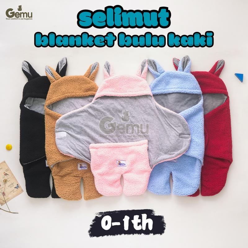 GEMU Selimut Bayi Bedong Blanket Instan Sherpa Bulu Domba Tebal Karkakter Kaki Premium Newborn 0