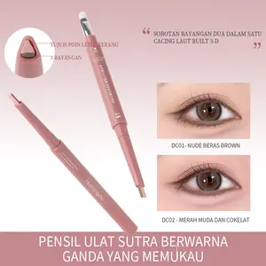 Penyorot bawah mata 2-in-1, tahan air dan tahan keringat, dua ujung, menggabungkan penyorotan dan pencerahan dalam satu.