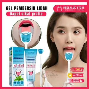 Gel Pembersih Lidah + Sikat Lidah Melawan Nafas Bau Membersihkan Kotoran Mulut