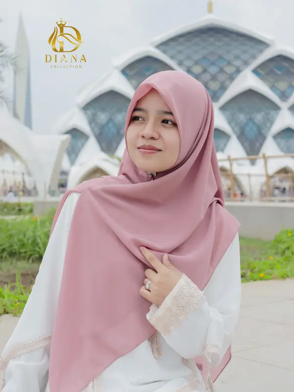 DIANA-Hijab Syari Zipper Instan Jilbab Segiempat Kerudung Segi empat Hijab Segi Empat 2 Layer Khimar Wanita Bahan Ceruty Baby Doll Premium ootd Hijab Style Muslim Ceruty segitiga  syar'i 0