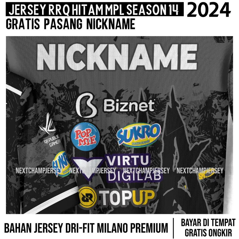 Jersey RRQ S14 premium Season 14 terbaru gratis nickname Pakaian Olahraga Sport 1