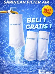 HOMIZENT- Filter air keran penjernih air premium penyaringan hingga 1 micron cocok untuk air keruh air PDAM Air perumahan air sumur atau air yang kena banjir
