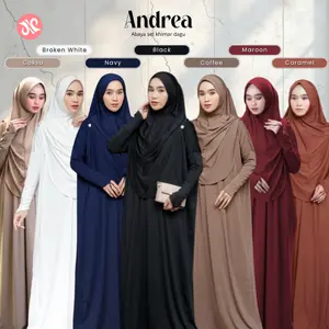 Jannah River - Andrea Abaya OneSet Khimar Dagu Malay Tangan Manset Gamis Lebaran Syari Semi Batwing Busui Wudhu Friendly Kaftan Wanita Muslim