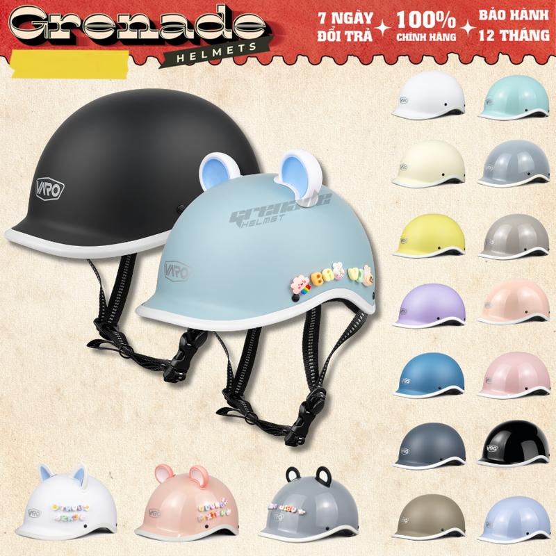 Mũ Bảo Hiểm Nửa Đầu VAROHELMET Kiểu Nhật Dáng Cá Heo Freesize Cho Vòng Đầu 54-58cm-Bảo Hành 12 Tháng