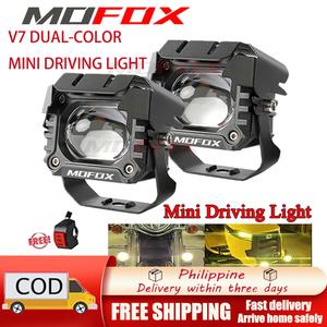MOFOX V7 Motorcycle Mini Driving Light Dual Color High/Low 30W Waterproof Spotlight Auxiliary Light 1 Pair (2pcs) LED High Beam & Low Beam With Flashing Universal auxiliary  light
