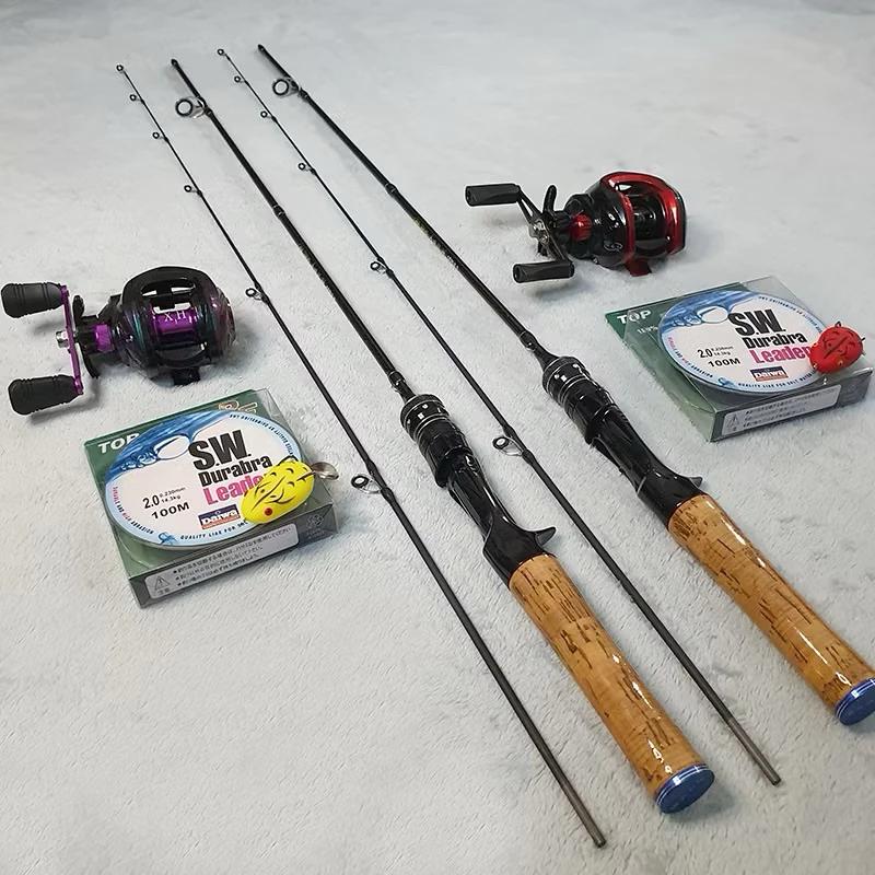 Combo Bộ cần câu UL chuyên Lure + Máy Ngang Titan + Tặng 1 cuộn dù PE & 1 con nhái hơi có thìa SW Durabing Leader 100M Fishing Đi Câu Bắt Cá cần câu máy